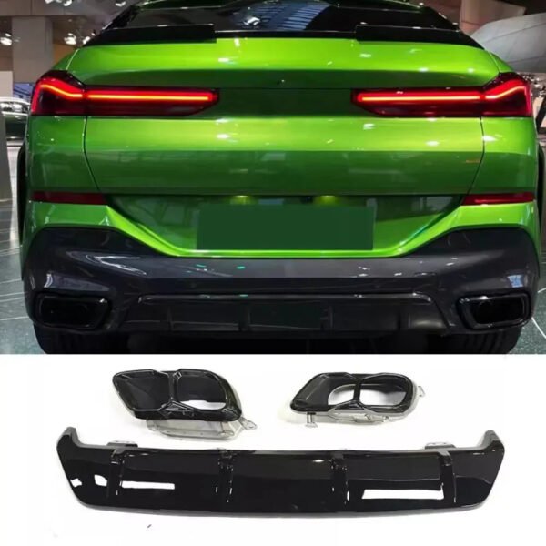ABS Gloss Black Rear Diffuser & Exhaust Tips - BMW G06 X6 LCI - Image 3